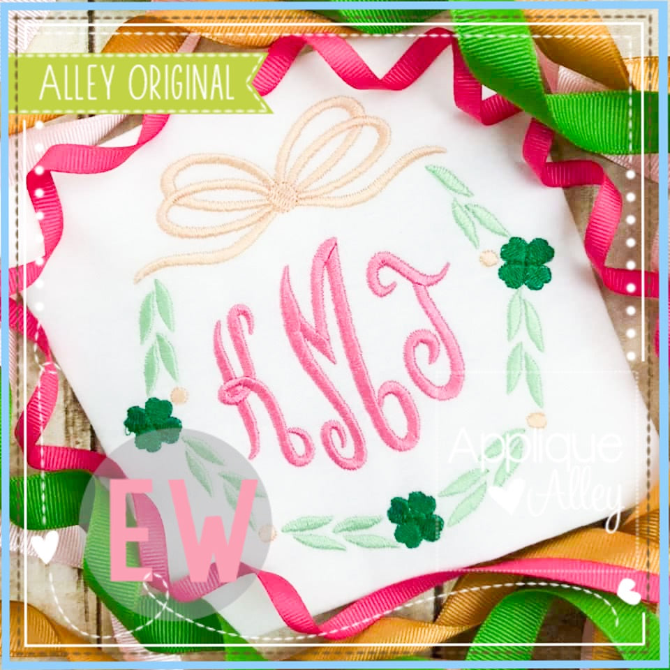 LAYLA BOW CLOVER WREATH FRAME 5341AAEW appliquealley