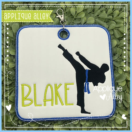 BAG TAG ROUNDED SQUARE KARATE KICK  - SHAKER FRIENDLY - AAEH8857