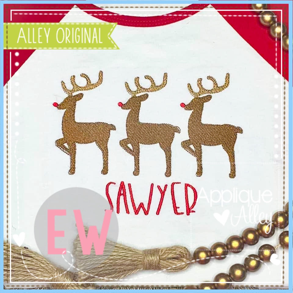 GINGHAM STITCH WHIMSY REINDEER TRIO 7730AAEW