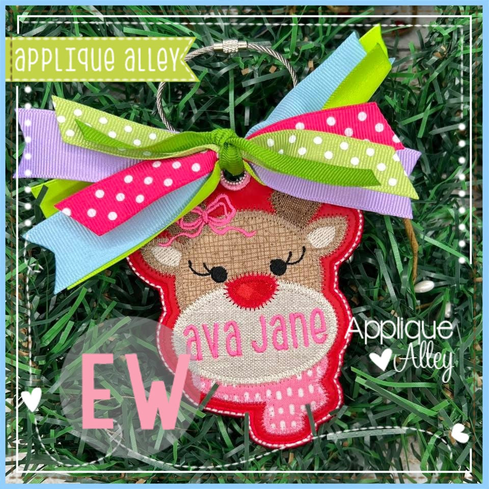 ITH REINDEER BOW NAME PLATE BAG TAG - SHAKER FRIENDLY - AAEW8818
