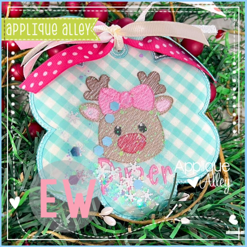 ITH SCALLOP REINDEER FACE BOW BAG TAG-SHAKER FRIENDLY- AAEW8976