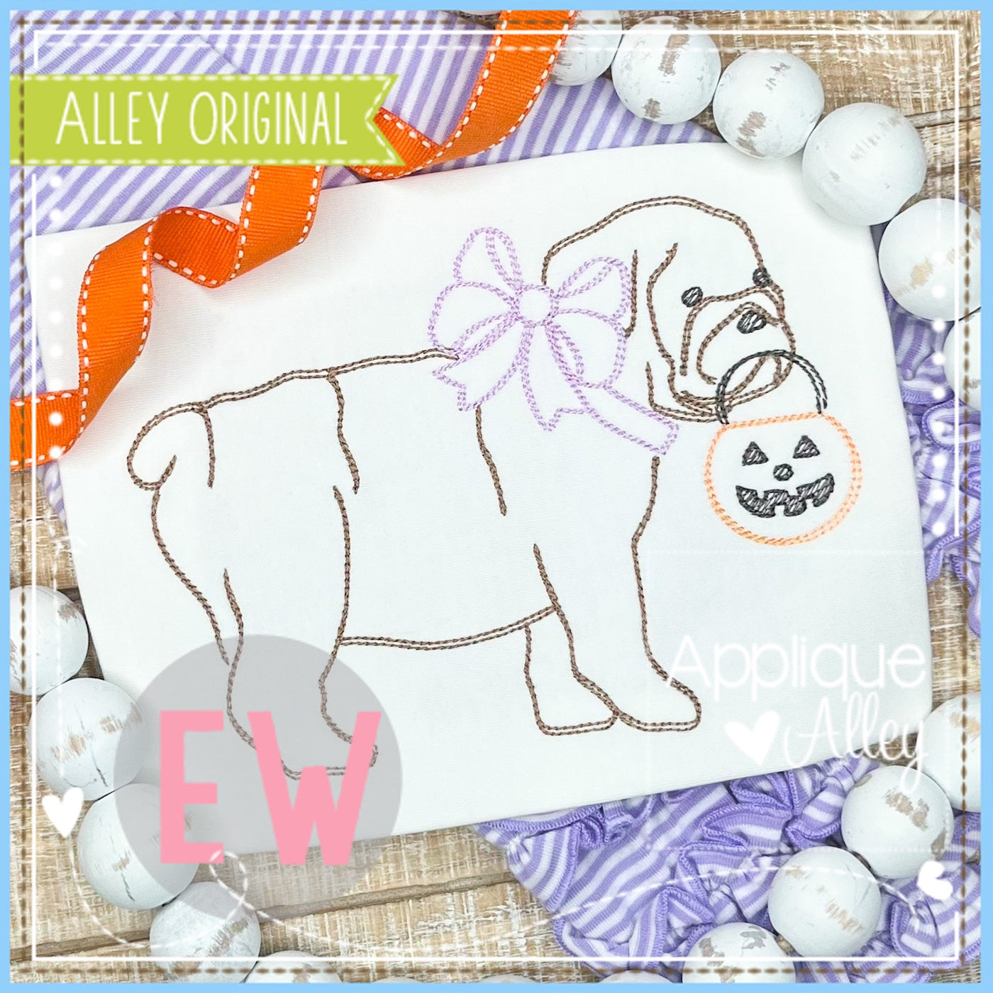 SCRIBBLE TRICK OR TREAT BULLDOG BOW 7406AAEW