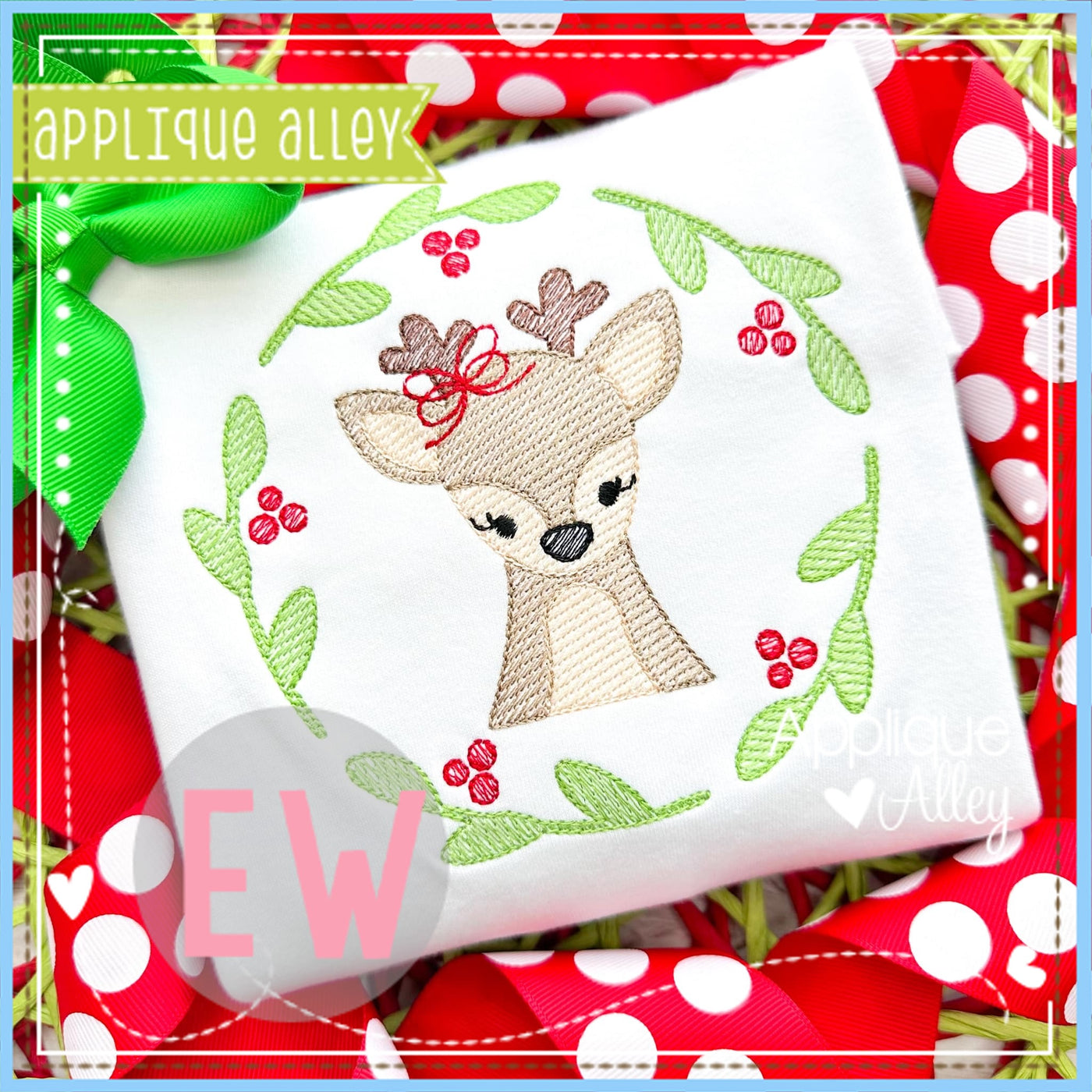 SKETCH WOODLAND DEER BOW HOLLY FRAME AAEW 8156AAEW