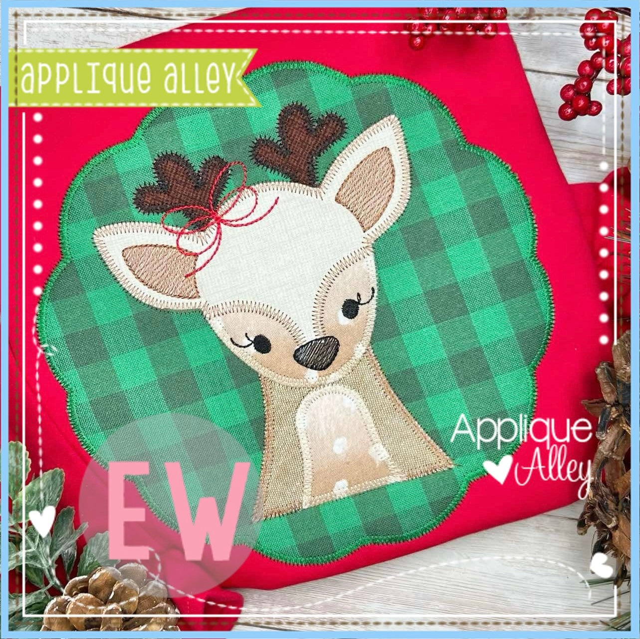 ZZ WOODLAND DEER BOW SCALLOP FRAME 8179AAEW