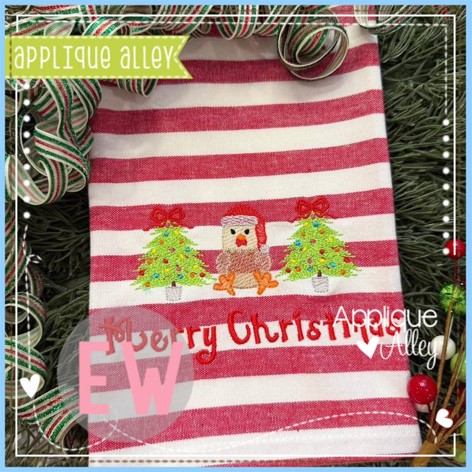 SANTA CHICKEN SCRIBBLE TREE TRIO AAEW8764