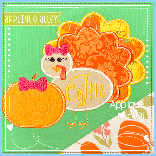 SATIN TURKEY WITH BOW AND PUMPKIN 7622AAEH