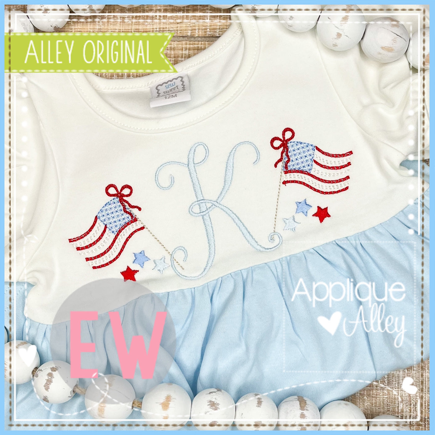 SCRIBBLE STARS AND STRIPES WITH MINI BOWS 7214AAEW