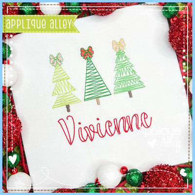 SCRIBBLE WHIMSICAL CHRISTMAS TREES WITH BOWS 7443AAEH
