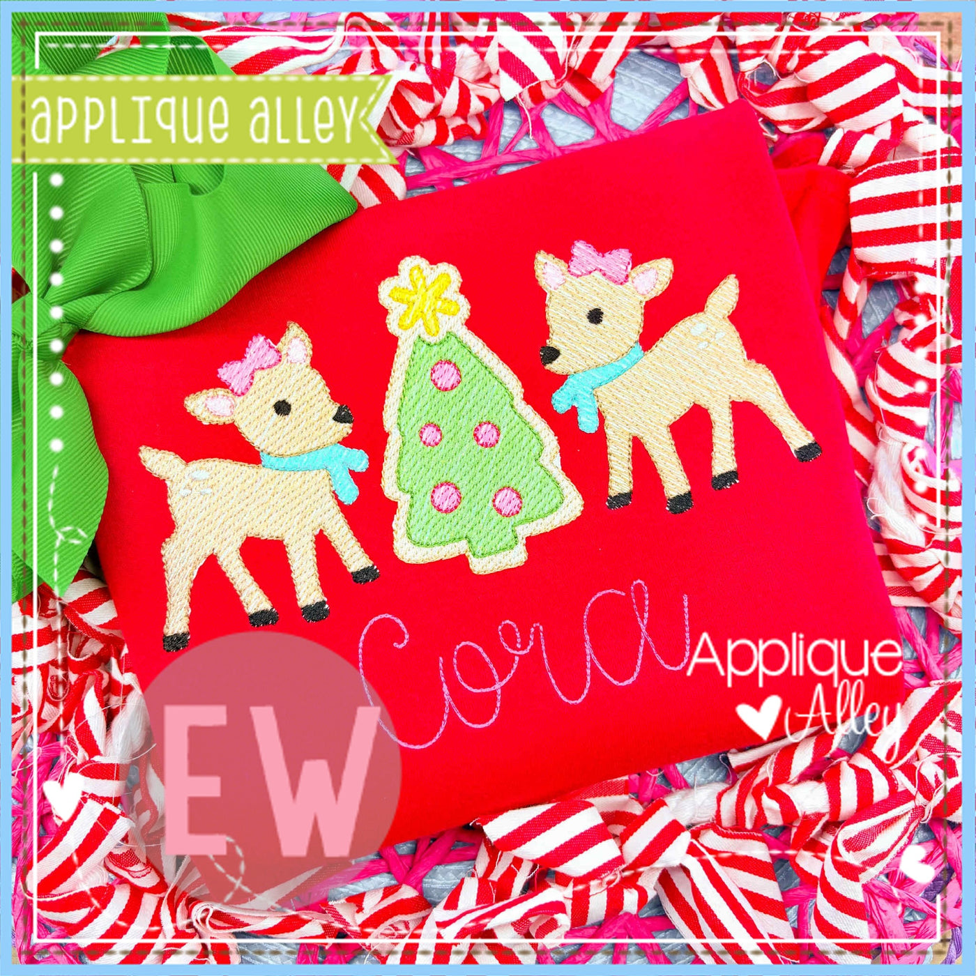 SKETCH BABY DEER BOW TREE TRIO AAEW8911