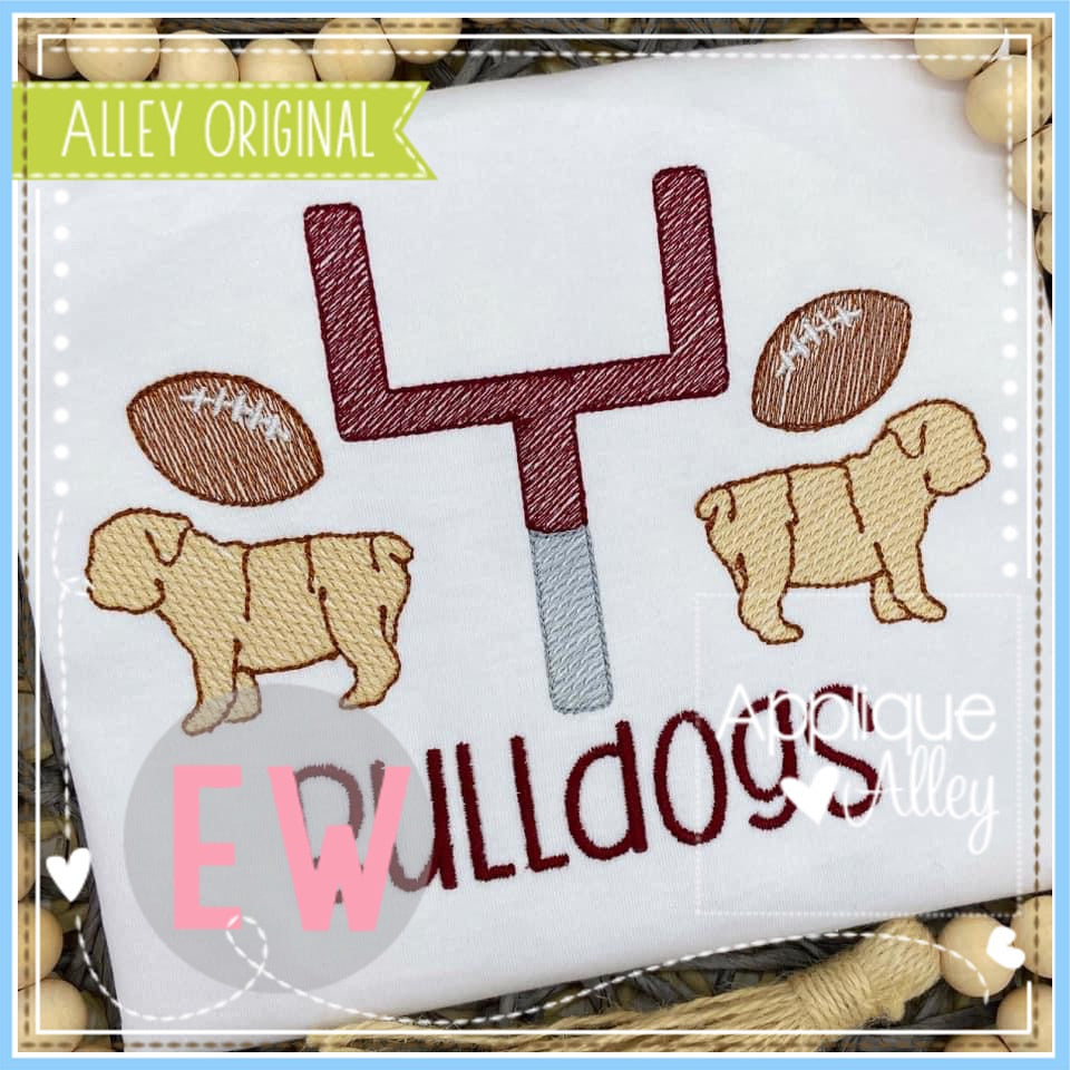 SKETCH FOOTBALL FIELD GOAL BULLDOG TRIO 7445AAEW