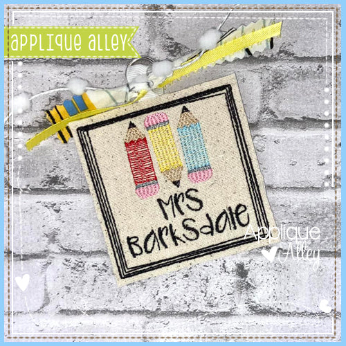 SKETCH SQUARE BAG TAG SCRIBBLE PENCILS 7371AAEH