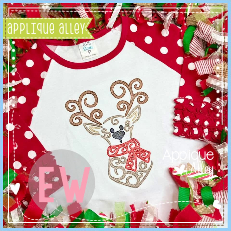 SKETCH SWIRLY REINDEER AAEW8992