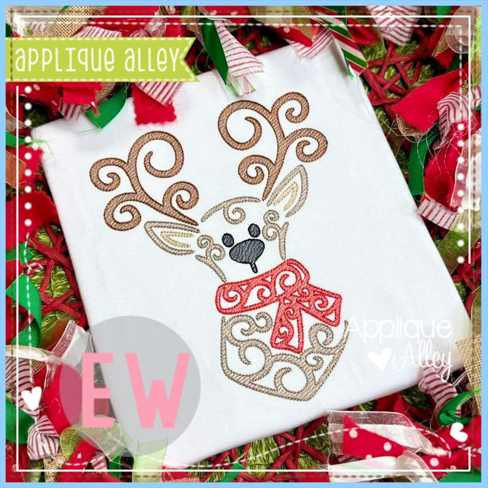 SKETCH SWIRLY REINDEER AAEW8992