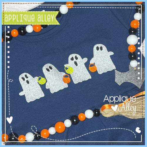 STITCHED MULTI COLOR TRICK OR TREAT GHOSTS 7536AAEH