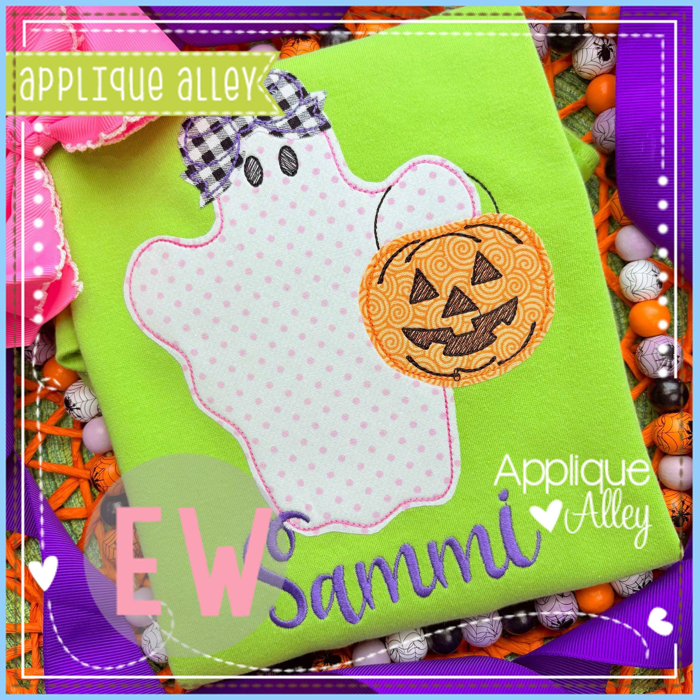 VINTAGE GHOST WITH CANDY BUCKET BOW AAEW8735