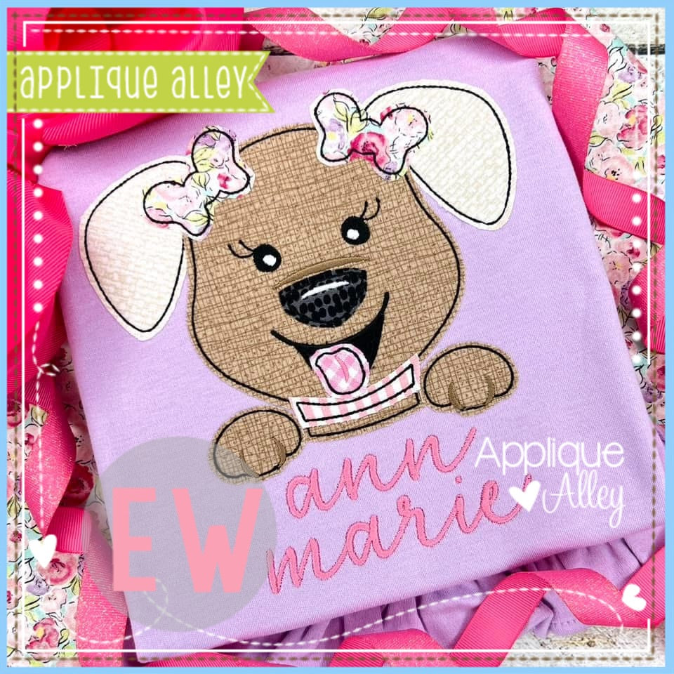 VINTAGE PUPPY FACE WITH BOWS 8532AAEW