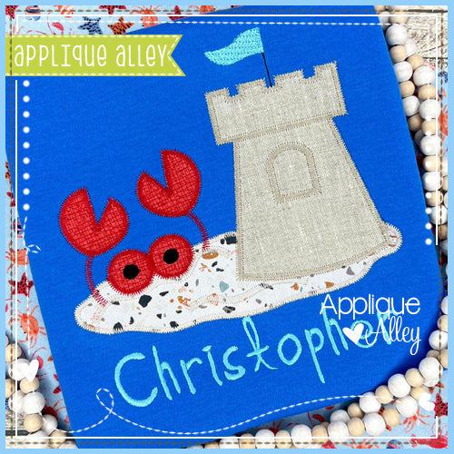 ZZ CRAB IN SAND WITH CASTLE AAEH8628