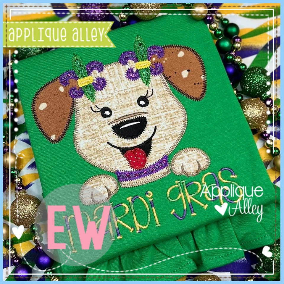 ZIG ZAG MARDI GRAS PUPPY FACE 8538AAEW