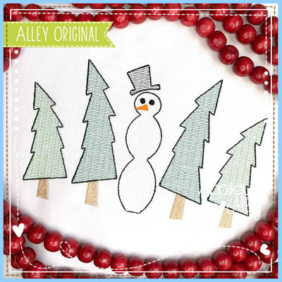 SCRATCHY SNOWMAN WITH TREES 5034AAEH