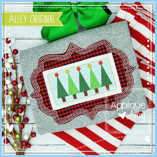MULTI LINE LUNA FRAME WITH FAUX SMOCK CHRISTMAS TREES - AAEH