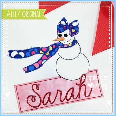SNOW GIRL WITH FLOWING SCARF NAME PLATE 5192AAEH