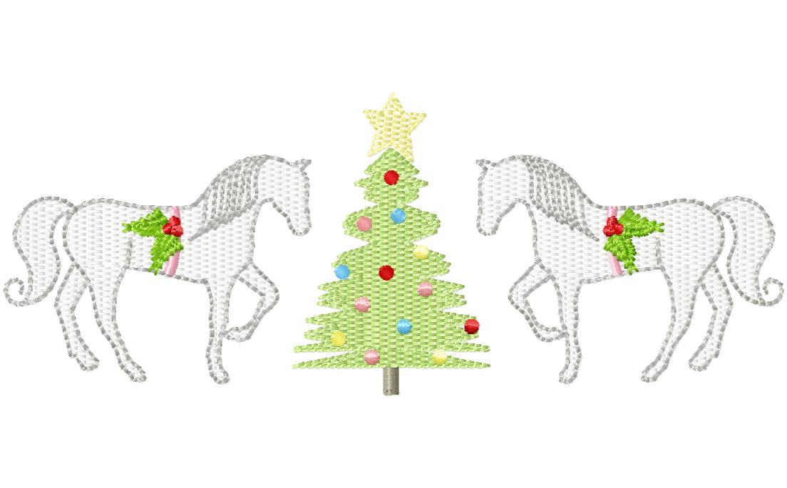 SMOCKED HORSES AND TREE 6878AAEW