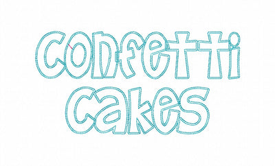 CONFETTI CAKES DOUBLE VINTAGE STITCH FONT  AAEH