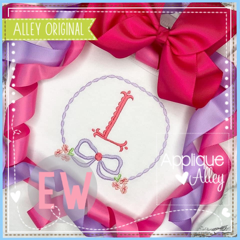 FLORAL BOW BEADED CIRCLE FRAME 5563AAEW