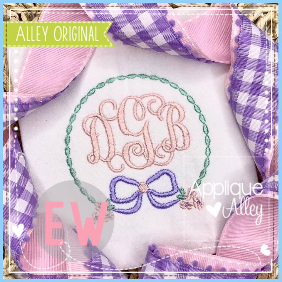 FLORAL BOW BEADED CIRCLE FRAME 5563AAEW