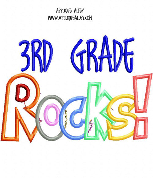 3RD GRADE ROCKS – appliquealley