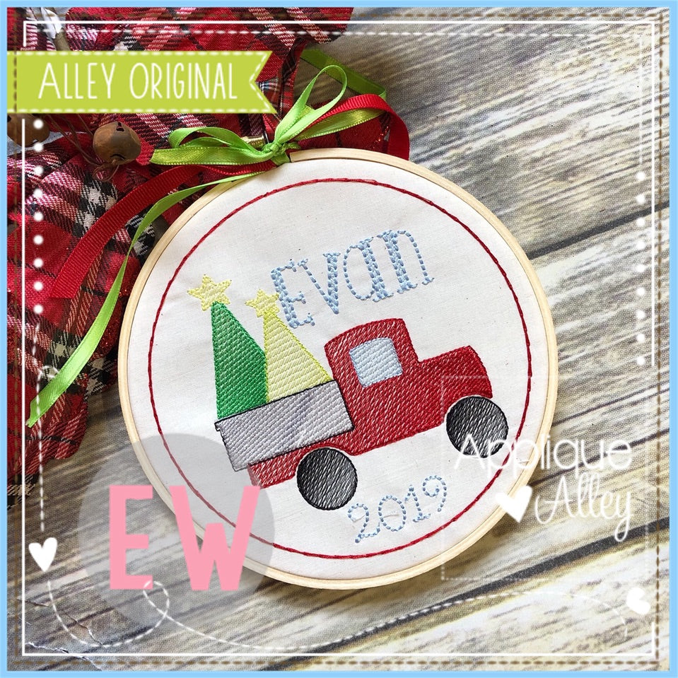 ORNAMENT ANTIQUE TRUCK WITH TREES AAEW