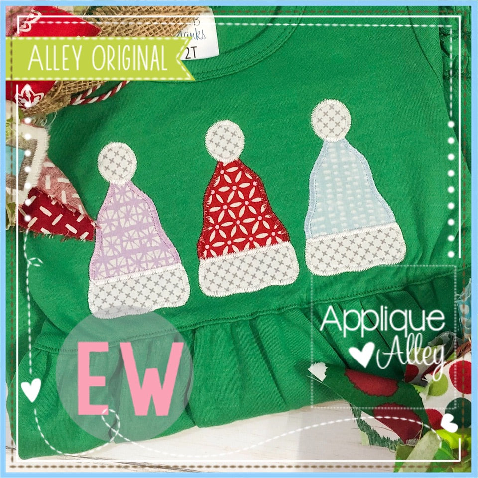 VINTAGE SATIN SANTA HAT TRIO AAEW