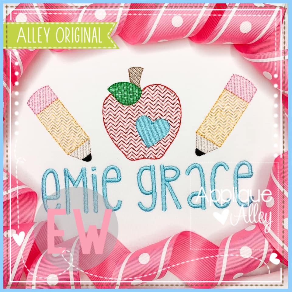 SCRATCHY APPLE HEART AND PENCIL TRIO 5696AAEW