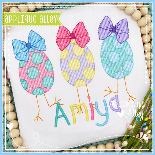 SCRATCHY CHICK FEET DOTTED EGG BOW TRIO 7118AAEH