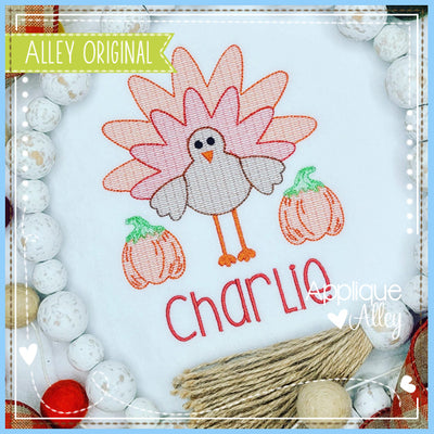 SCRATCHY FLUFFY TAIL TURKEY WITH PUMPKINS 5901AAEH