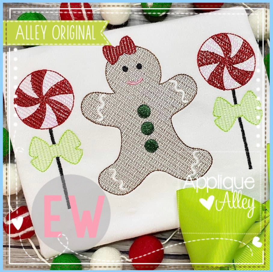 SCRATCHY GINGERBREAD GIRL WITH LOLLIPOPS 5968AAEW