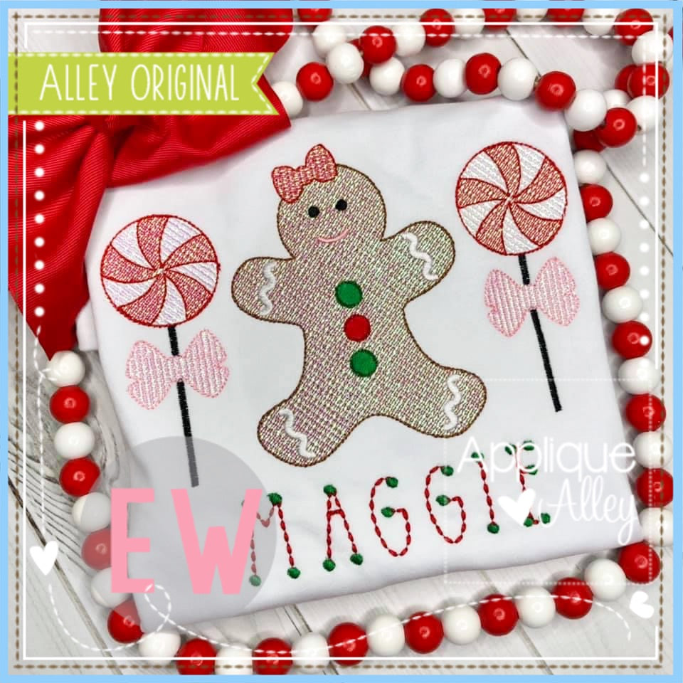 SCRATCHY GINGERBREAD GIRL WITH LOLLIPOPS 5968AAEW