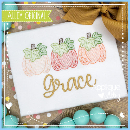 SCRATCHY PRETTY PUMPKIN WITH LEAVES TRIO 5960AAEH
