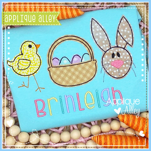 VINTAGE CHICK BASKET BUNNY TRIO 7069AAEH