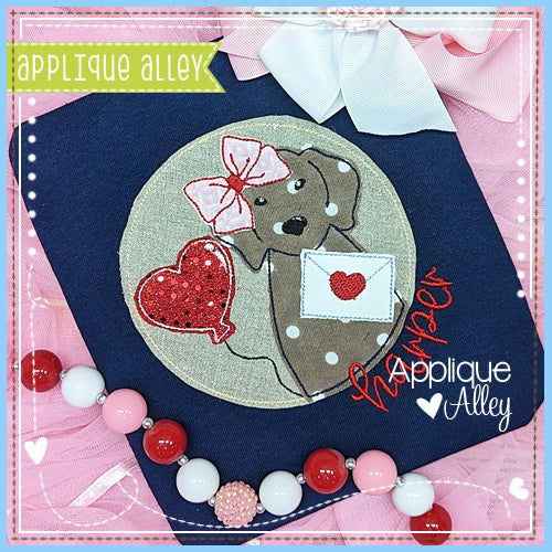 VINTAGE CIRCLED VALENTINE LAB WITH BOW 7022AAEH