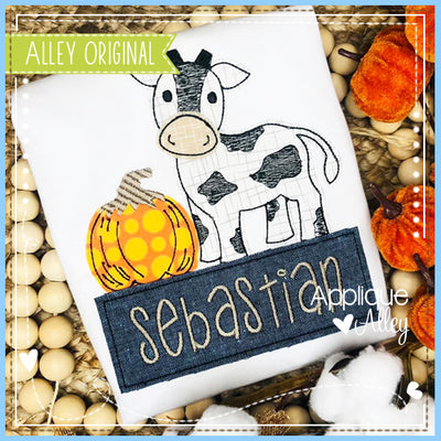VINTAGE CURIOUS COW WITH PUMPKIN 5877AAEH