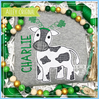 VINTAGE CURIOUS COW WITH SHAMROCKS 6233AAEH