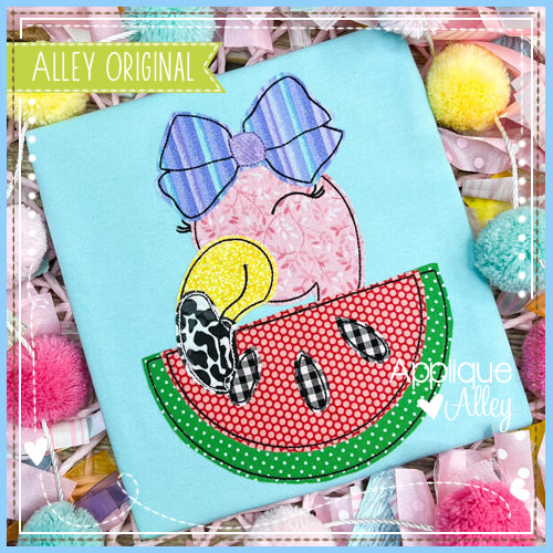 VINTAGE FLAMINGO GIRL FACE WITH WATERMELON 6537 AAEH