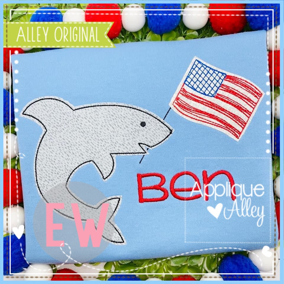 VINTAGE SHARK WITH FLAG 6405AAEW